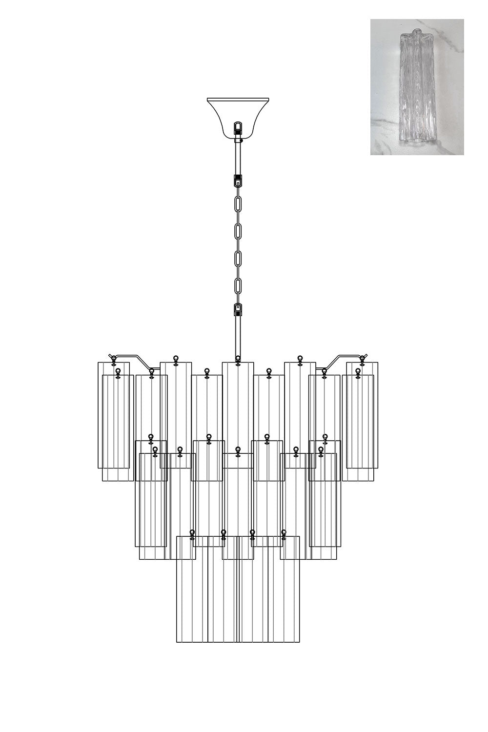 Murano Glass Tronchi Chandelier