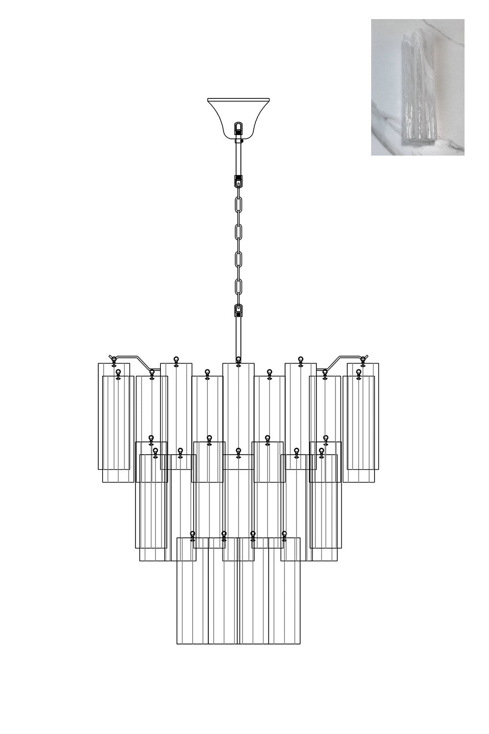 Murano Glass Tronchi Chandelier