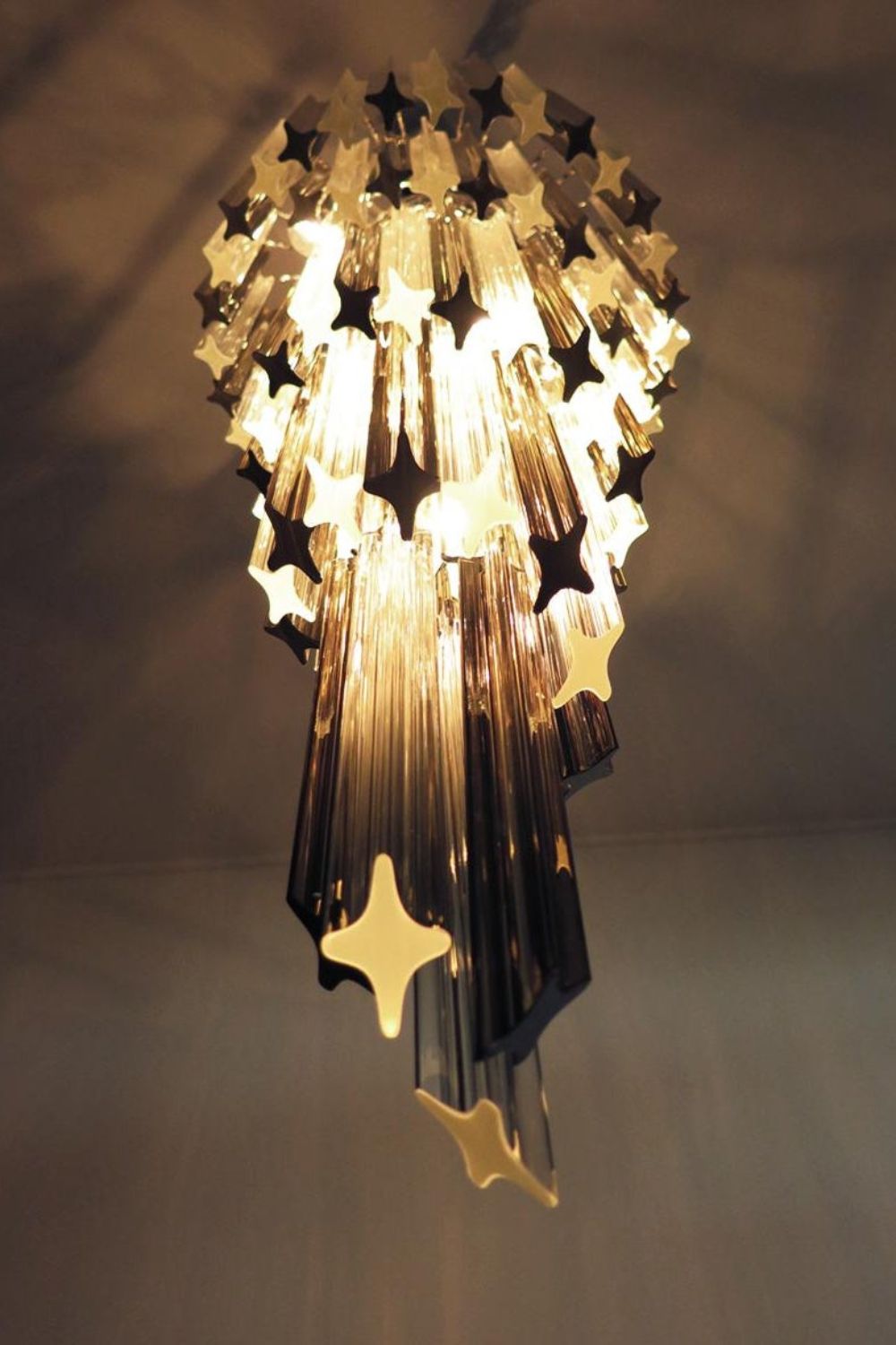 1983 Smoked Glass Prism Chandelier