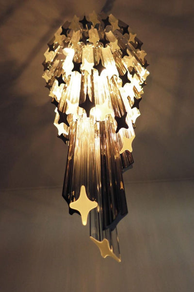 1983 Smoked Glass Prism Chandelier