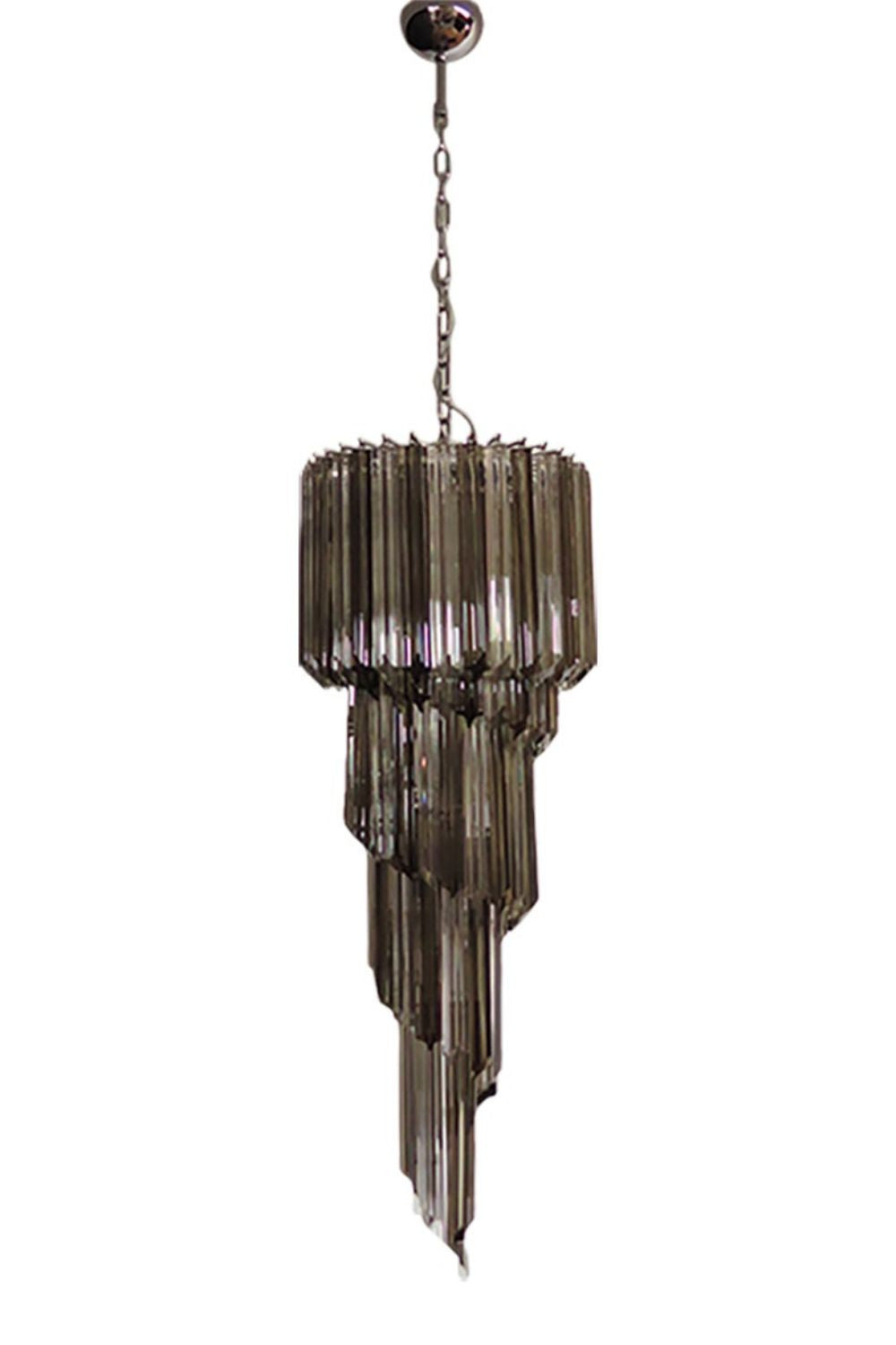 1983 Smoked Glass Prism Chandelier