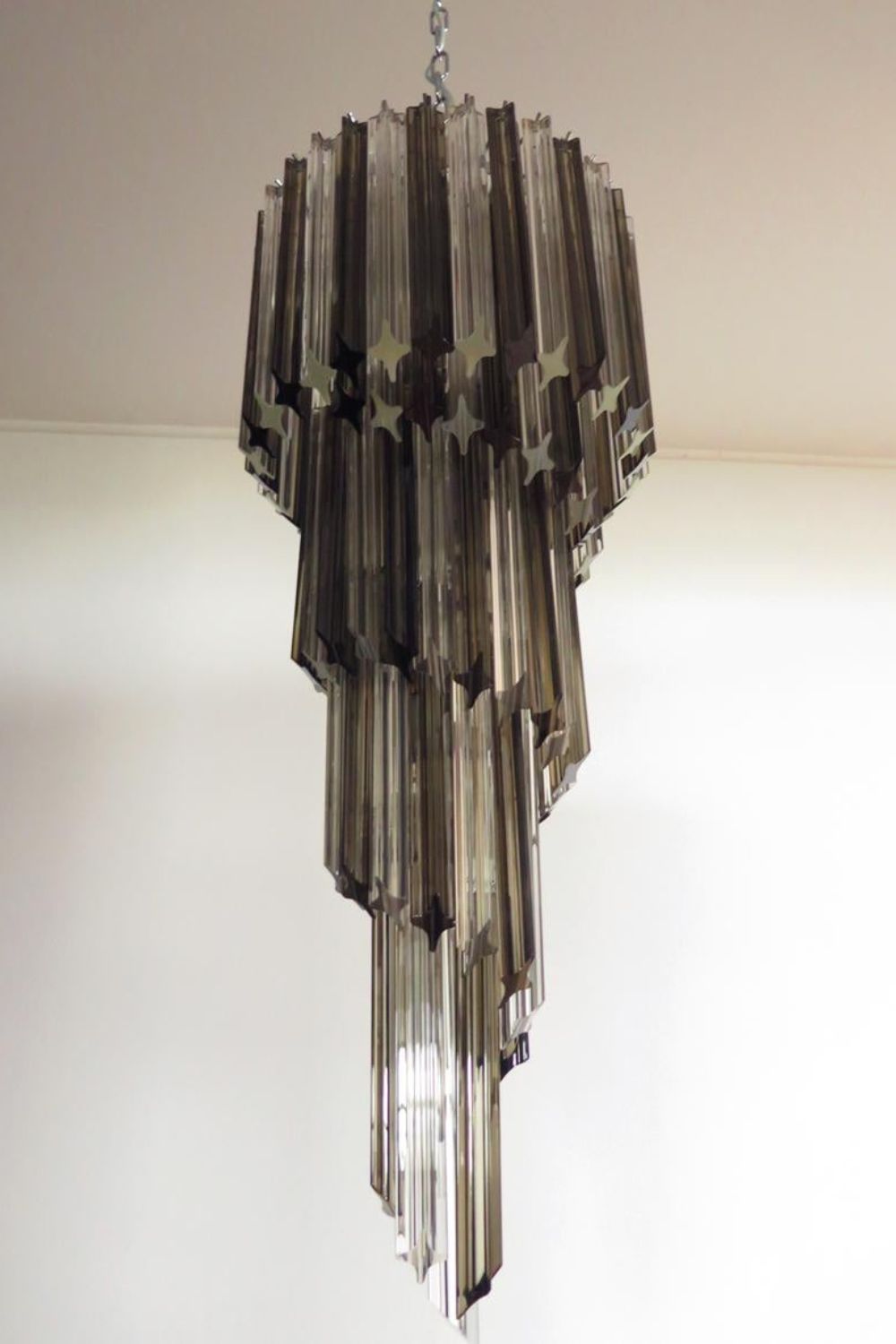 1983 Smoked Glass Prism Chandelier