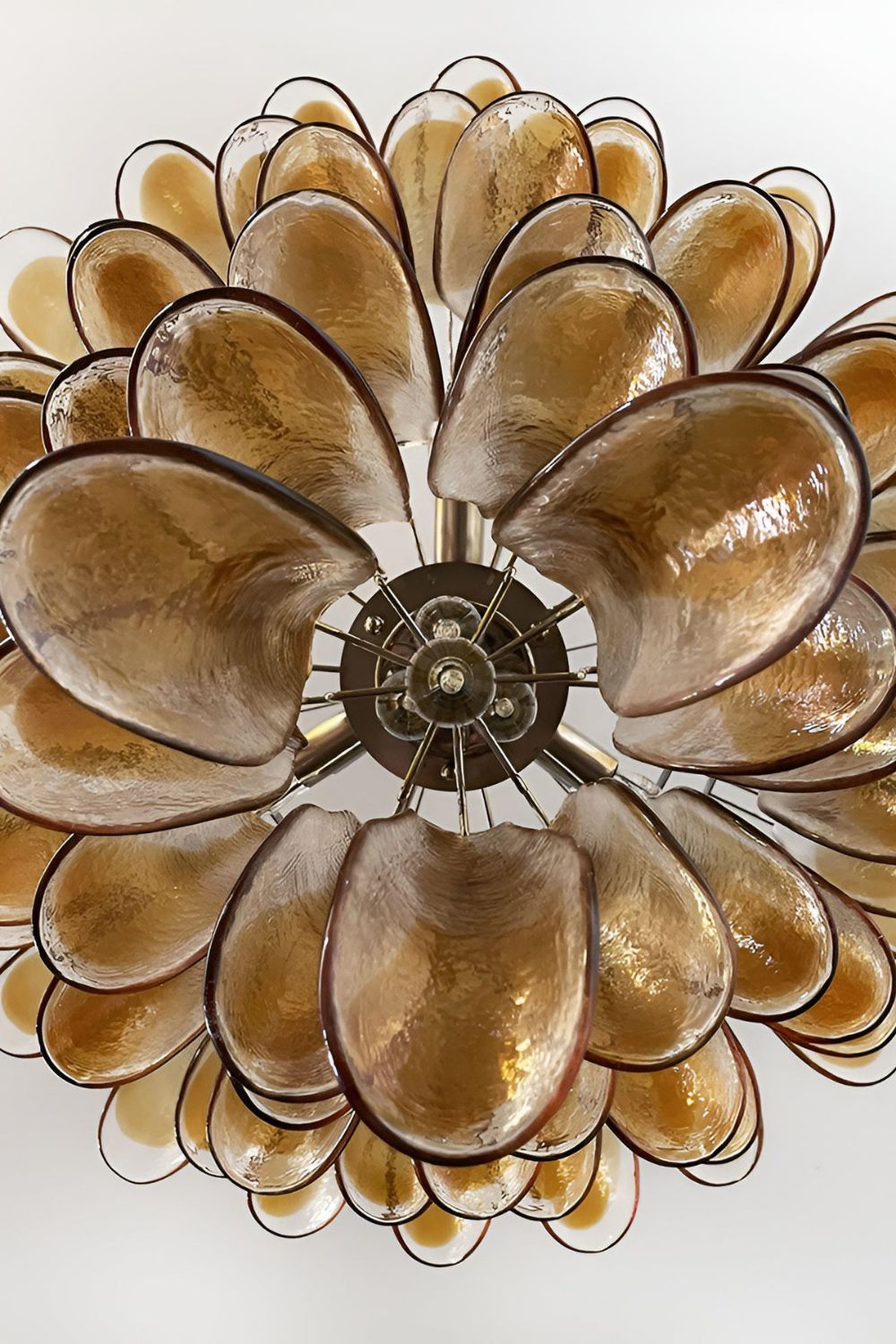 Amber Murano Glass Petal Cascade Chandelier