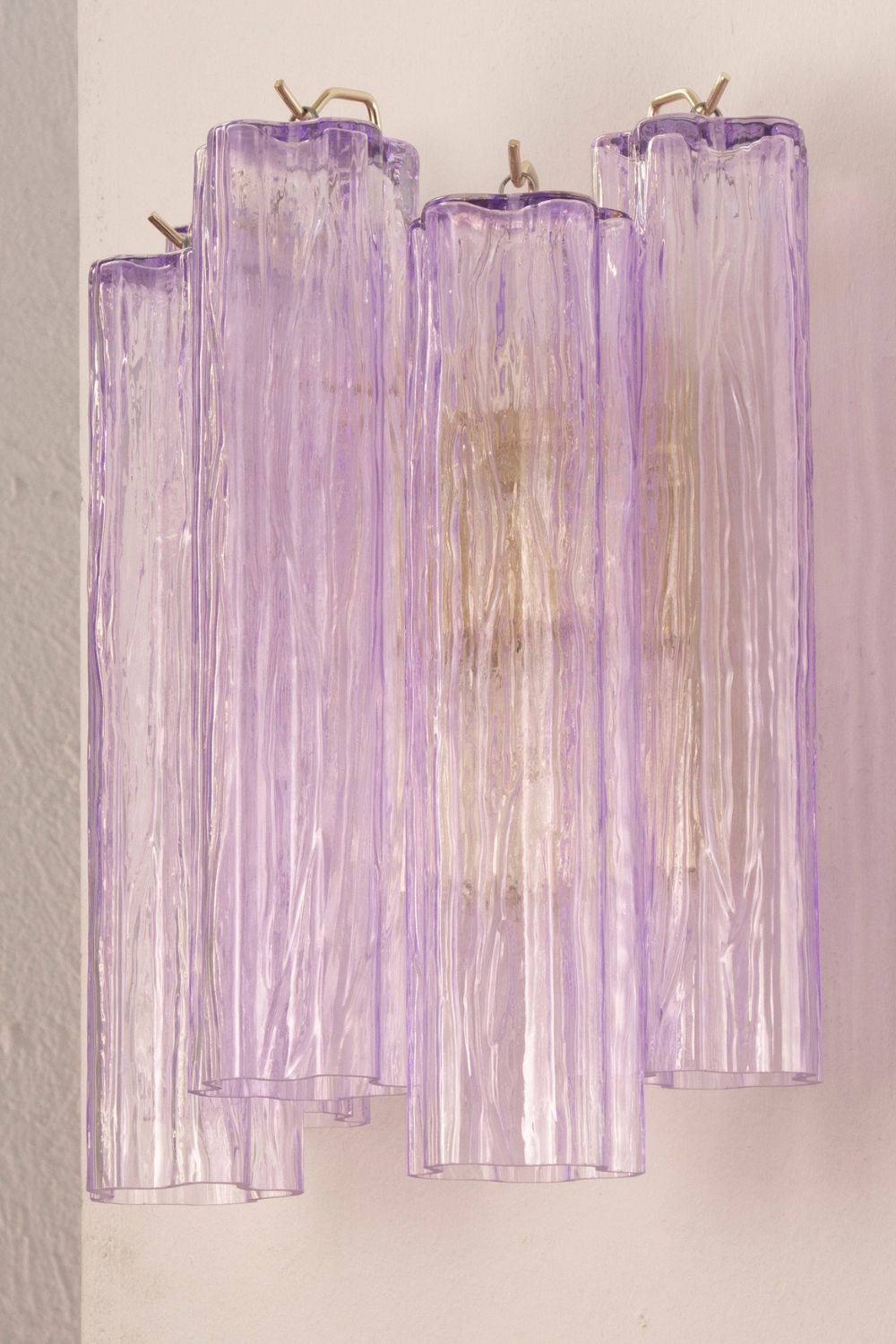 Handcrafted Murano Violet Glass Wall Lamp