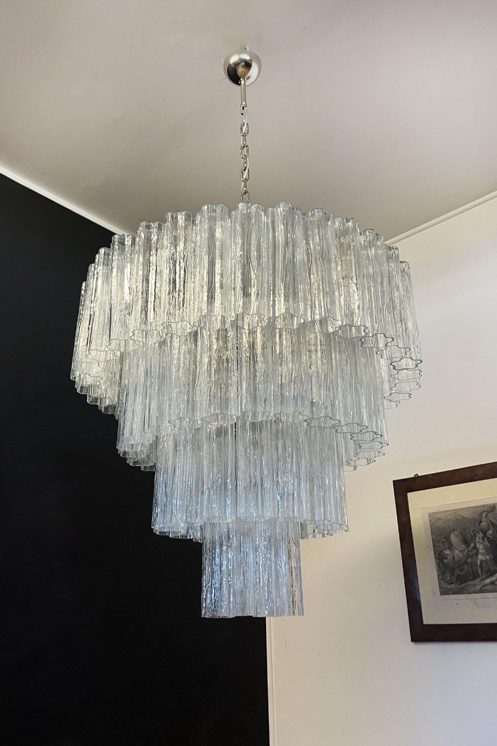 Murano clear glass tiered chandelier, 78 lamps