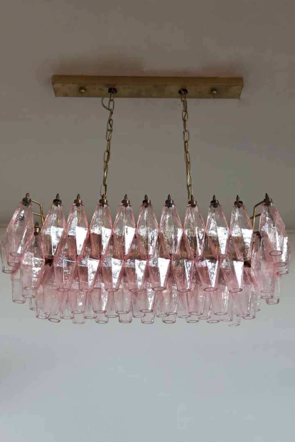 Murano Poliedri Pink Glass Chandelier