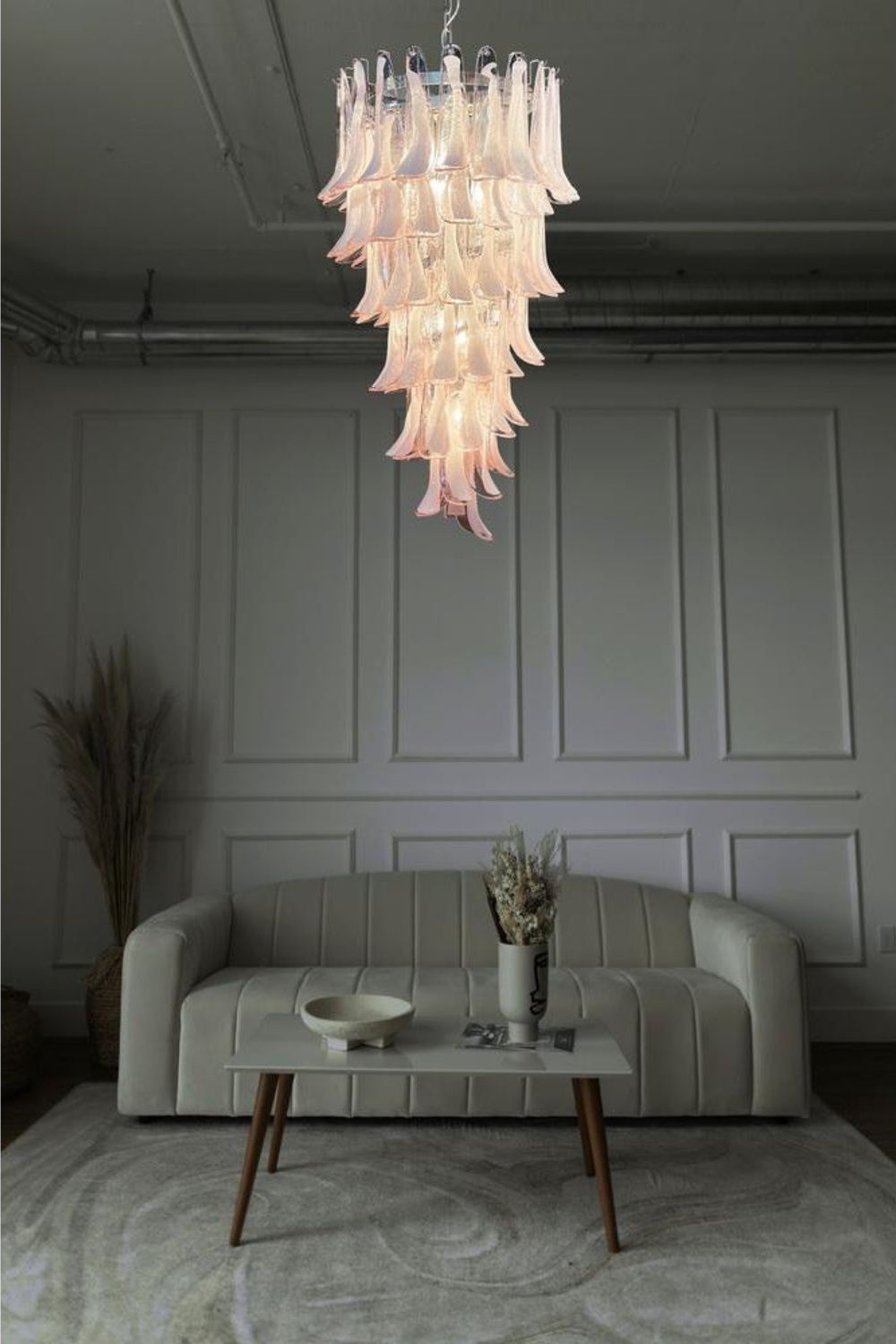 Italian Vintage Pink Spiral Murano Chandelier