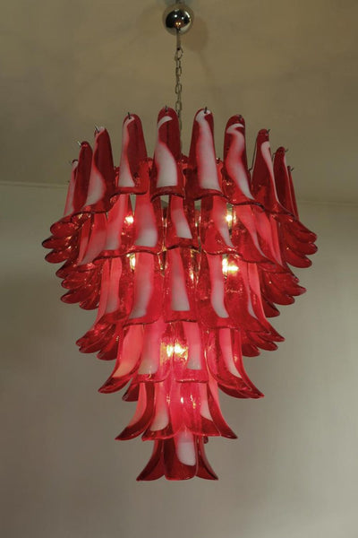 Mid-Century Red Murano Glass Petal Chandelier