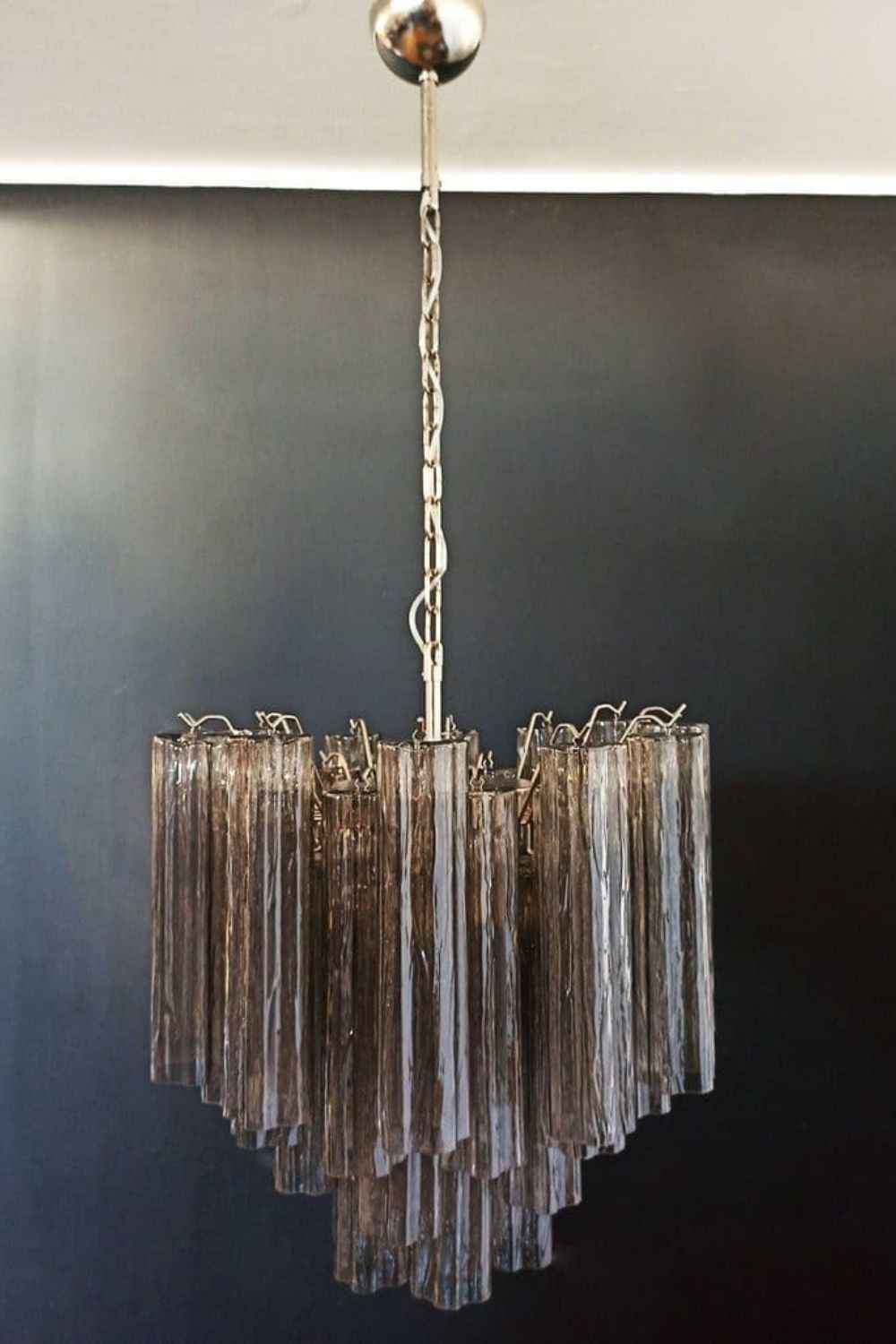 Smoked Murano Glass 36-Tube Chandelier