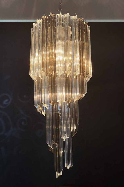 Vintage Smoked Murano Glass Prism Spiral Chandelier