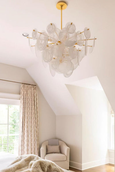 Murano Luxury Brass and Glass Disc Tiered Chandelier