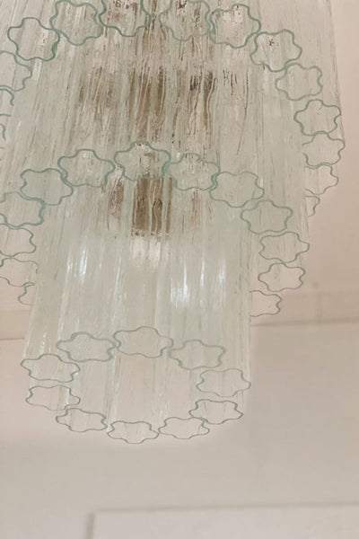 52-Tube Clear Murano Glass Chandelier