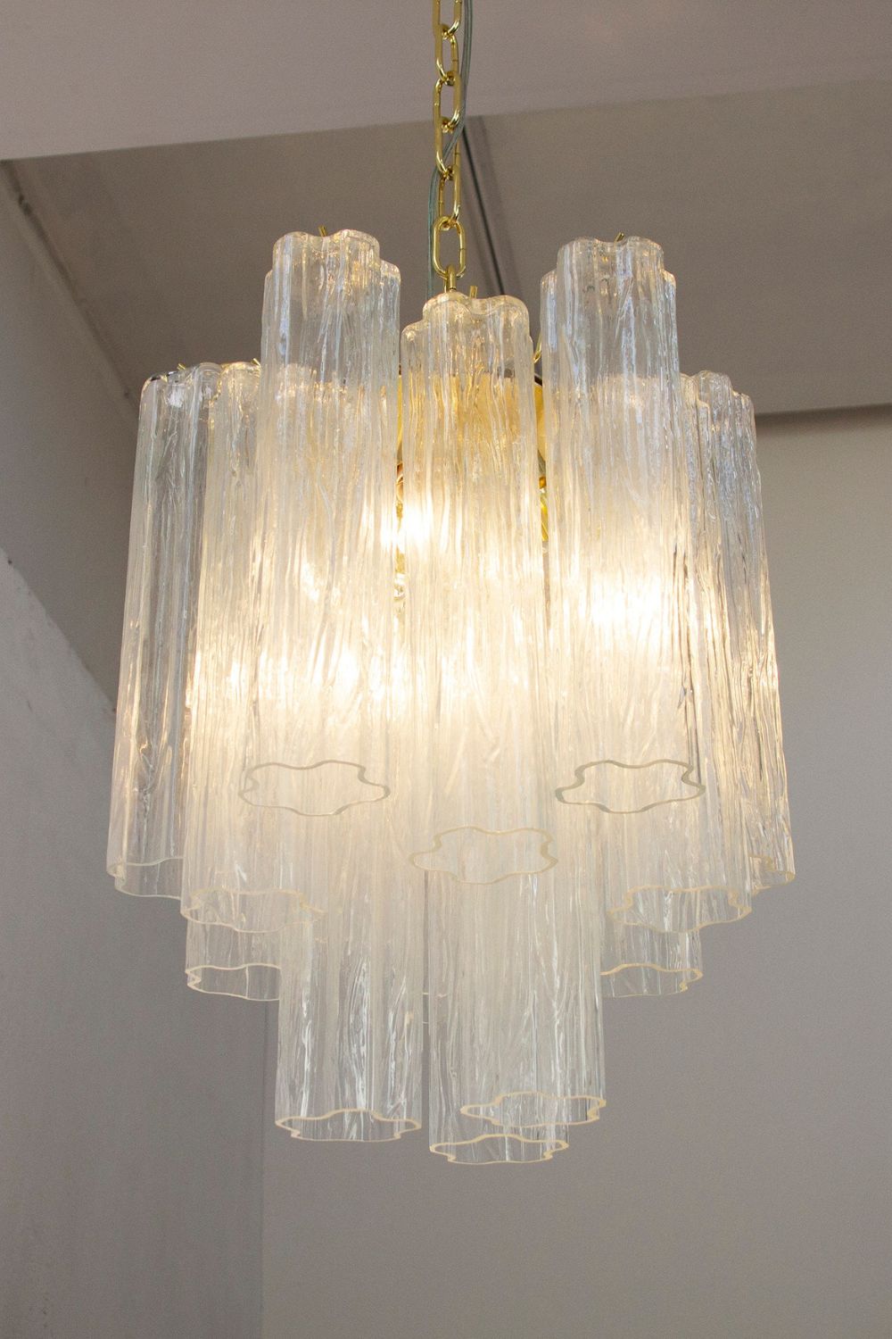 Tronchi Italy clear Murano Glass Chandelier