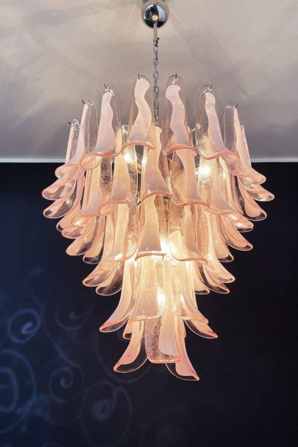 Murano Blush Pink Glass Petal Chandelier