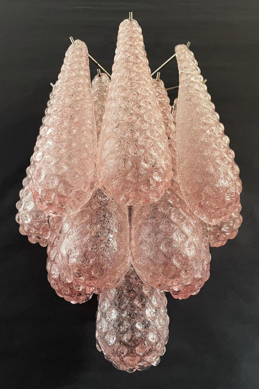 1970s Pink Murano Glass Petal Wall Lamp