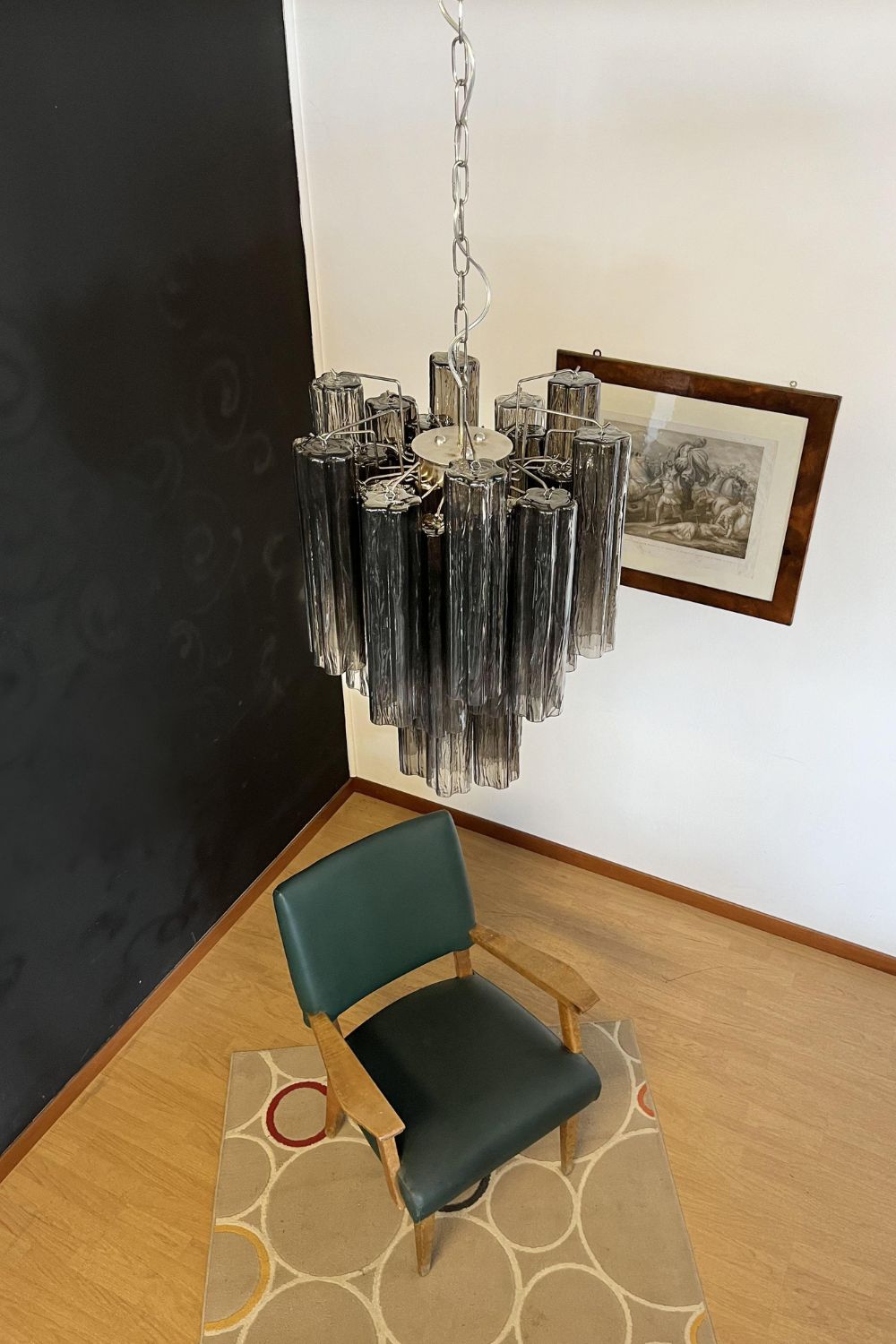 Vintage Smoked Glass Tube Chandelier