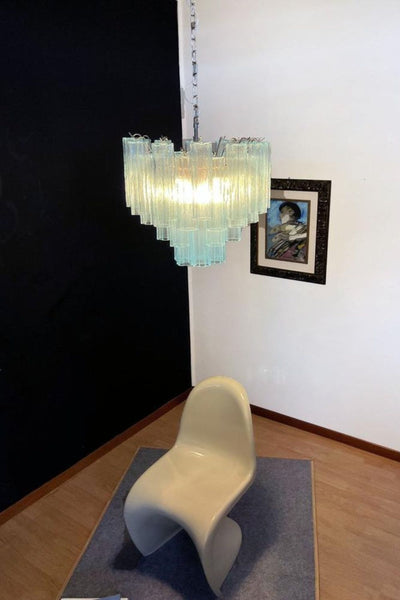 1990s Murano blue glass tube chandelier