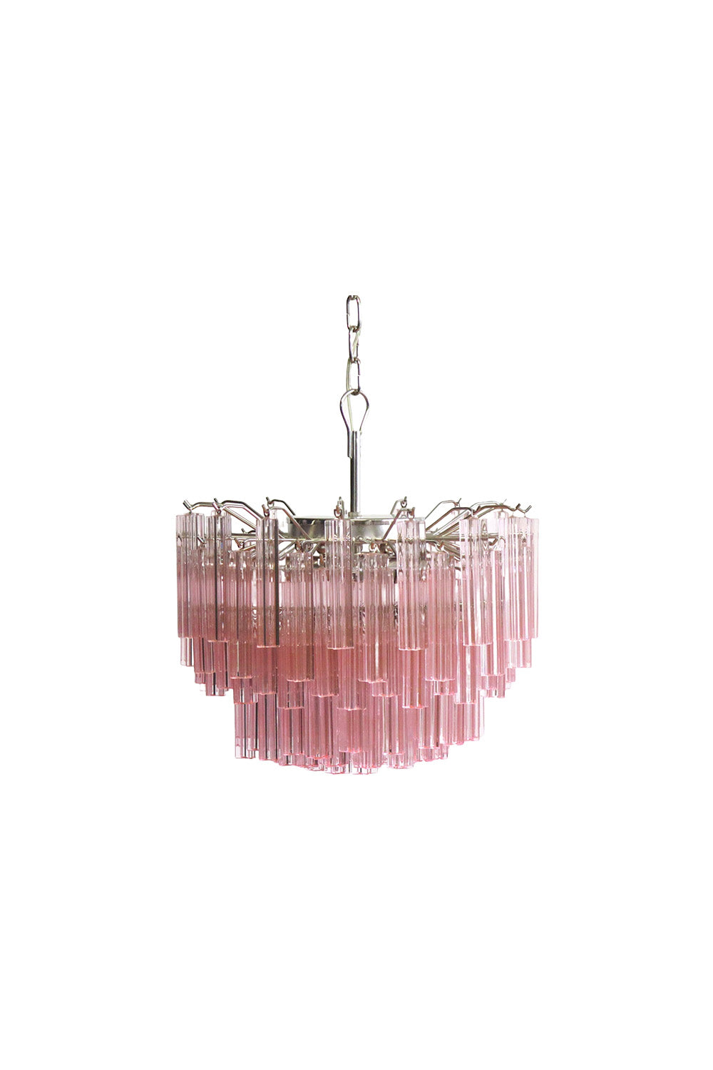 Venetian Pink Crystal Tube Murano Chandelier