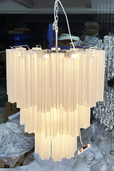 Three-tier Murano frosted white glass chandelier