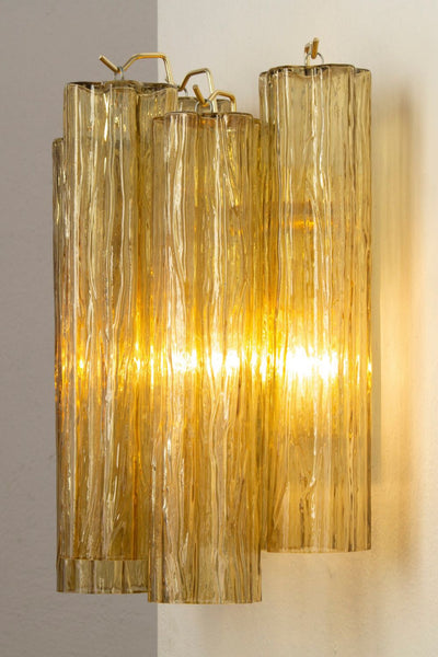 Italian Murano amber glass tube wall lamp