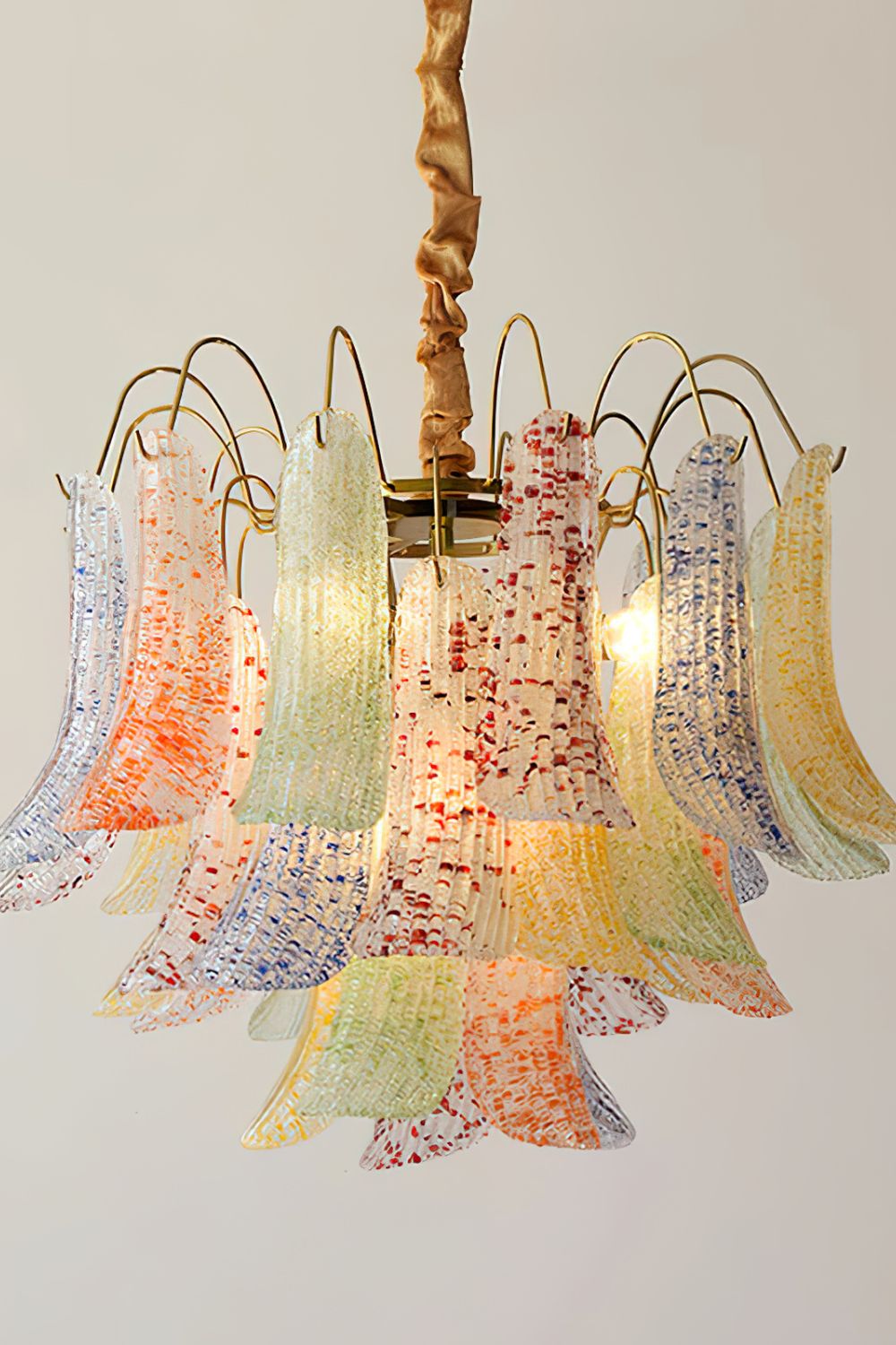 Mazzega Murano Petal Stained Glass Chandelier