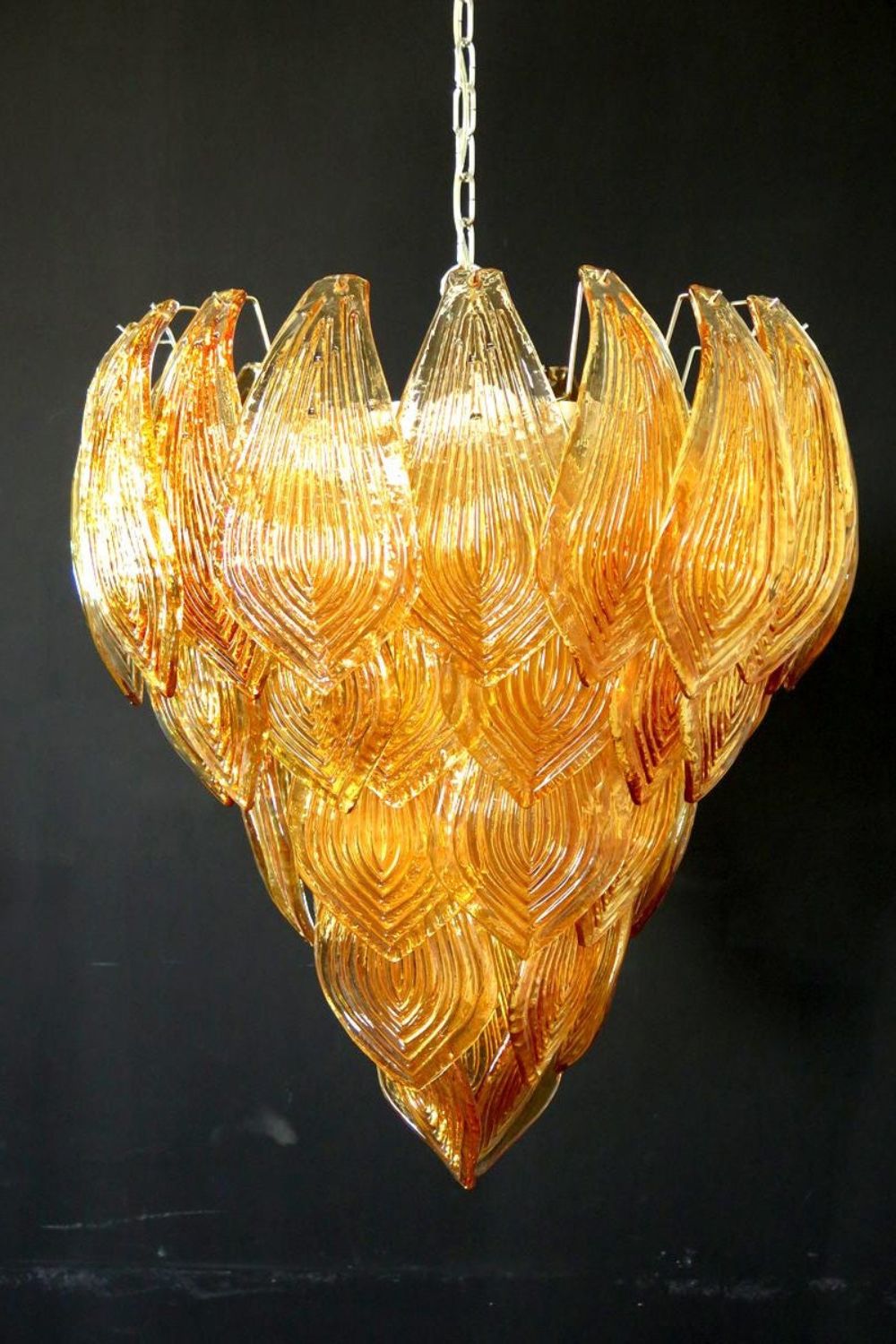 Murano Style Amber Felci Glass Chandelier