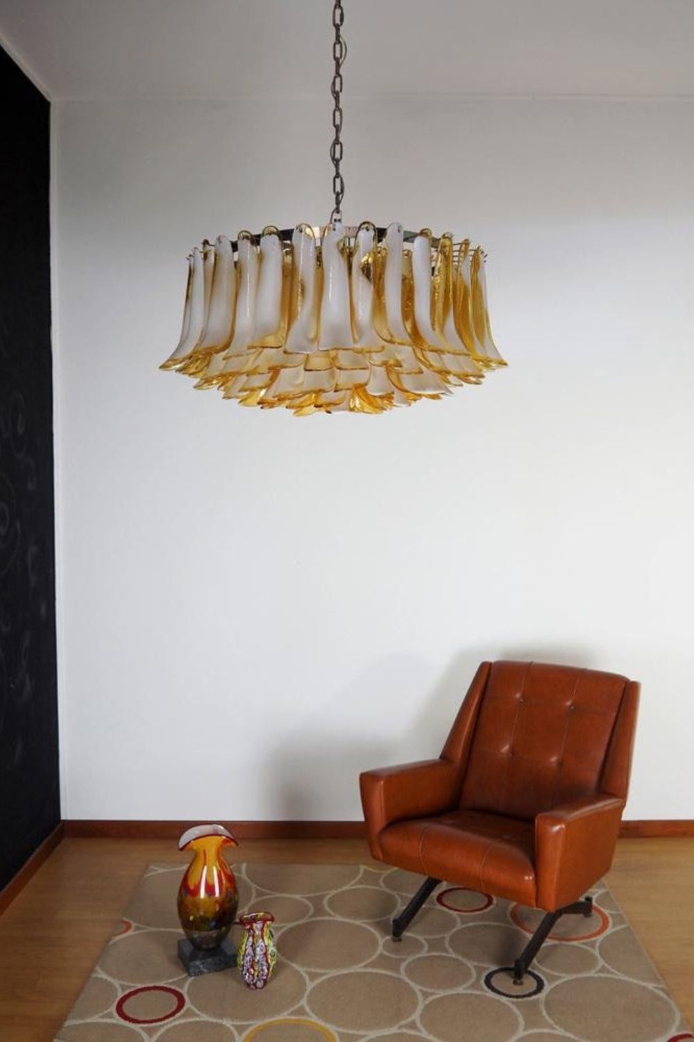 Amber Murano Glass Petal Chandelier