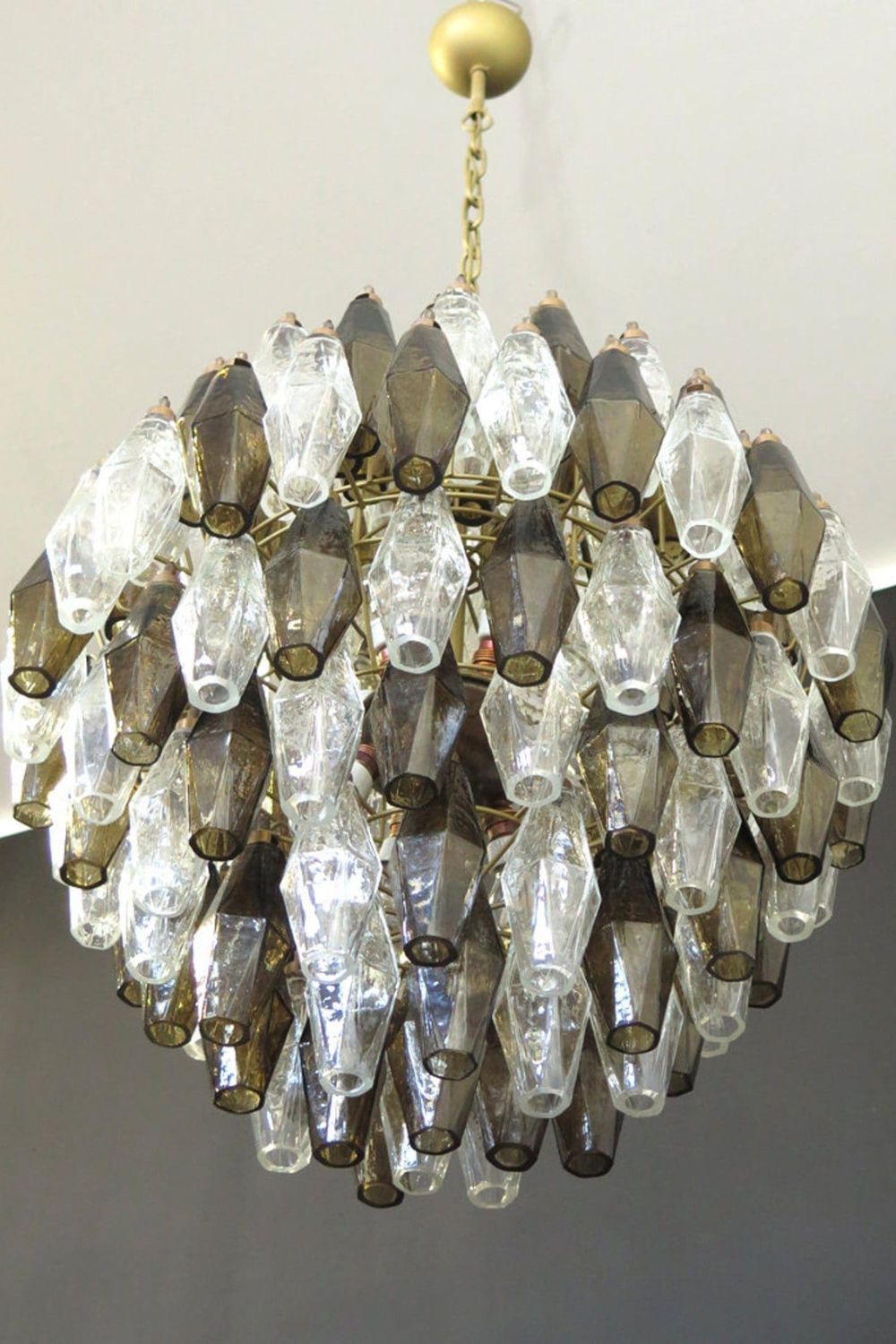 Murano Poliedri Smoked Globe Chandelier