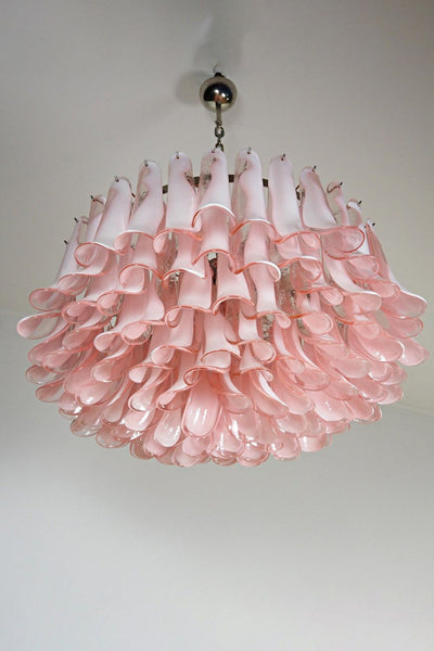 1990s Italian Murano Pink Flower Chandelier