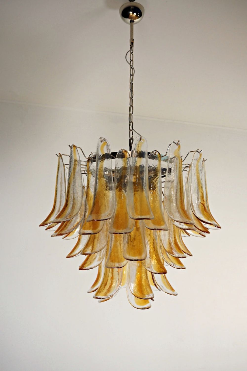 Mazzega Amber Glass Petal Chandelier