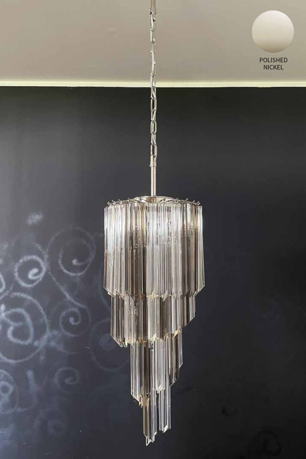 Vintage Smoked Murano Glass Prism Spiral Chandelier