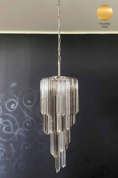 Vintage Smoked Murano Glass Prism Spiral Chandelier