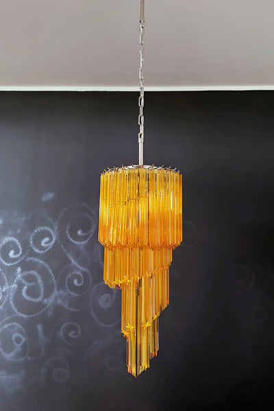 Amber Murano Glass Prism Spiral Chandelier