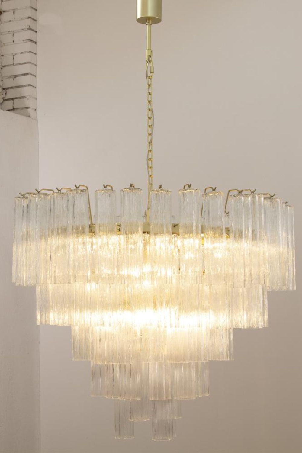 1990s Tronchi Murano Glass Cascade Chandelier