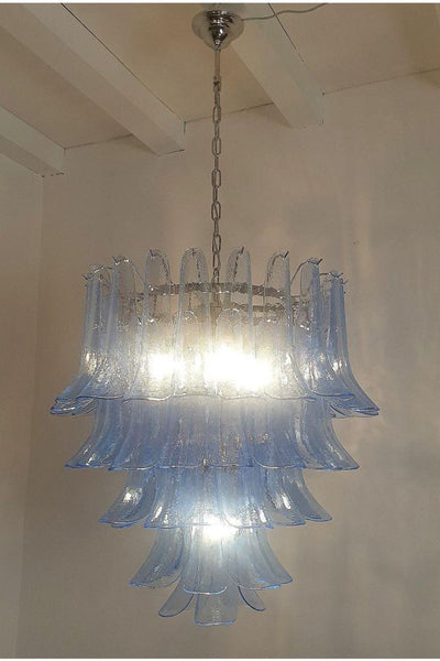 Vintage 1980s Blue Murano Glass Petal Chandelier