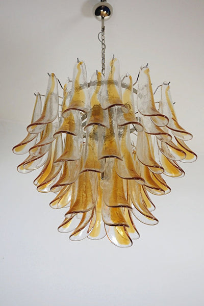 Mazzega Amber Glass Petal Chandelier