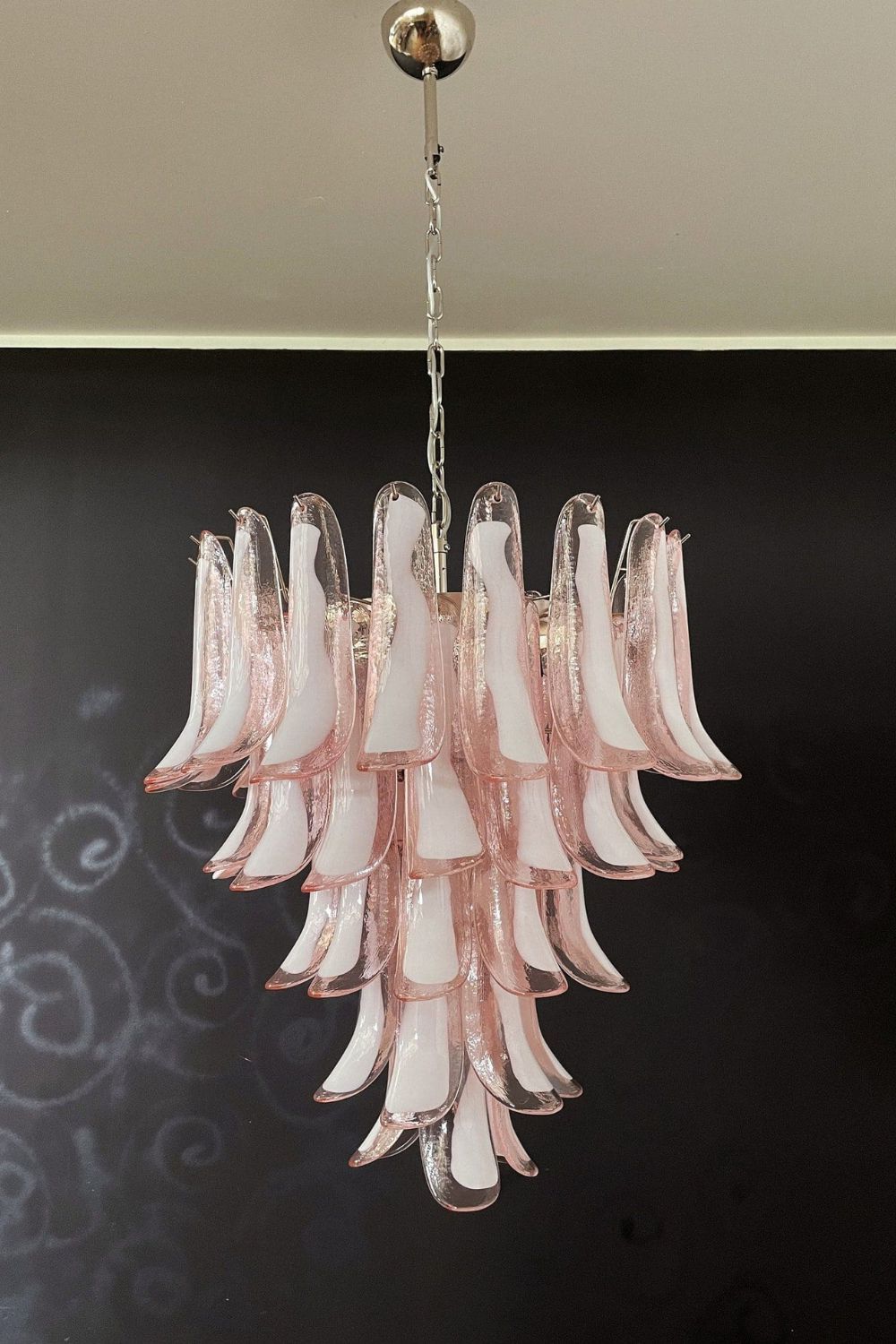 Murano Blush Pink Glass Petal Chandelier