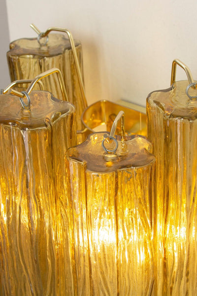 Italian Murano amber glass tube wall lamp