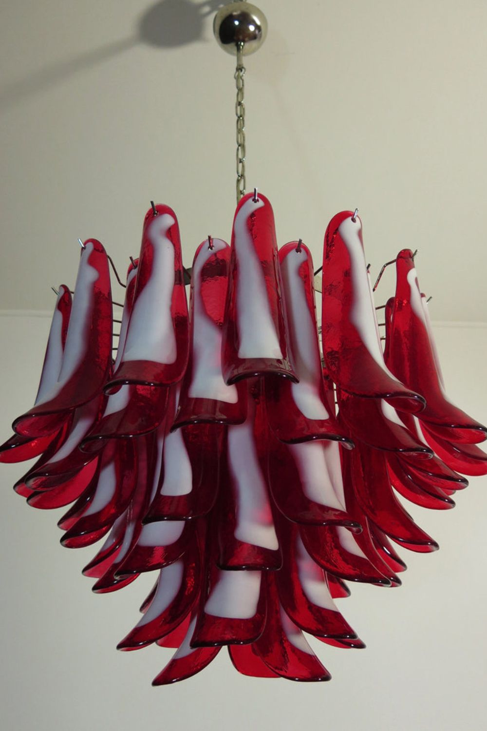 Red Murano Glass Petal Chandelier