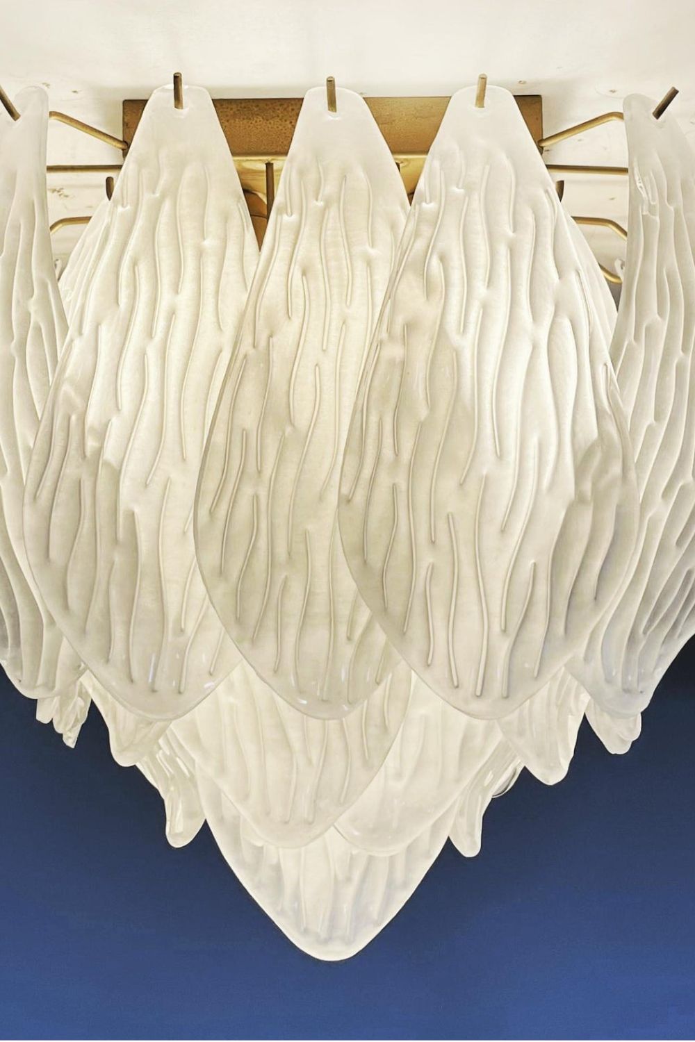 Vintage Murano Frosted Glass Leaf Ceiling Light