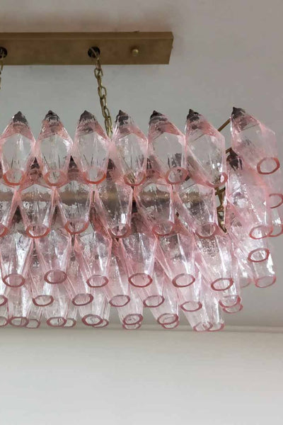 Murano Poliedri Pink Glass Chandelier