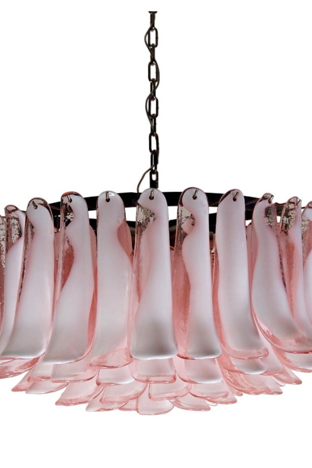 1990s Italian Murano Pink Flower Chandelier