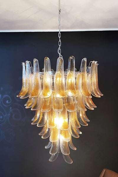 Amber Murano Glass Petal Cascade Chandelier