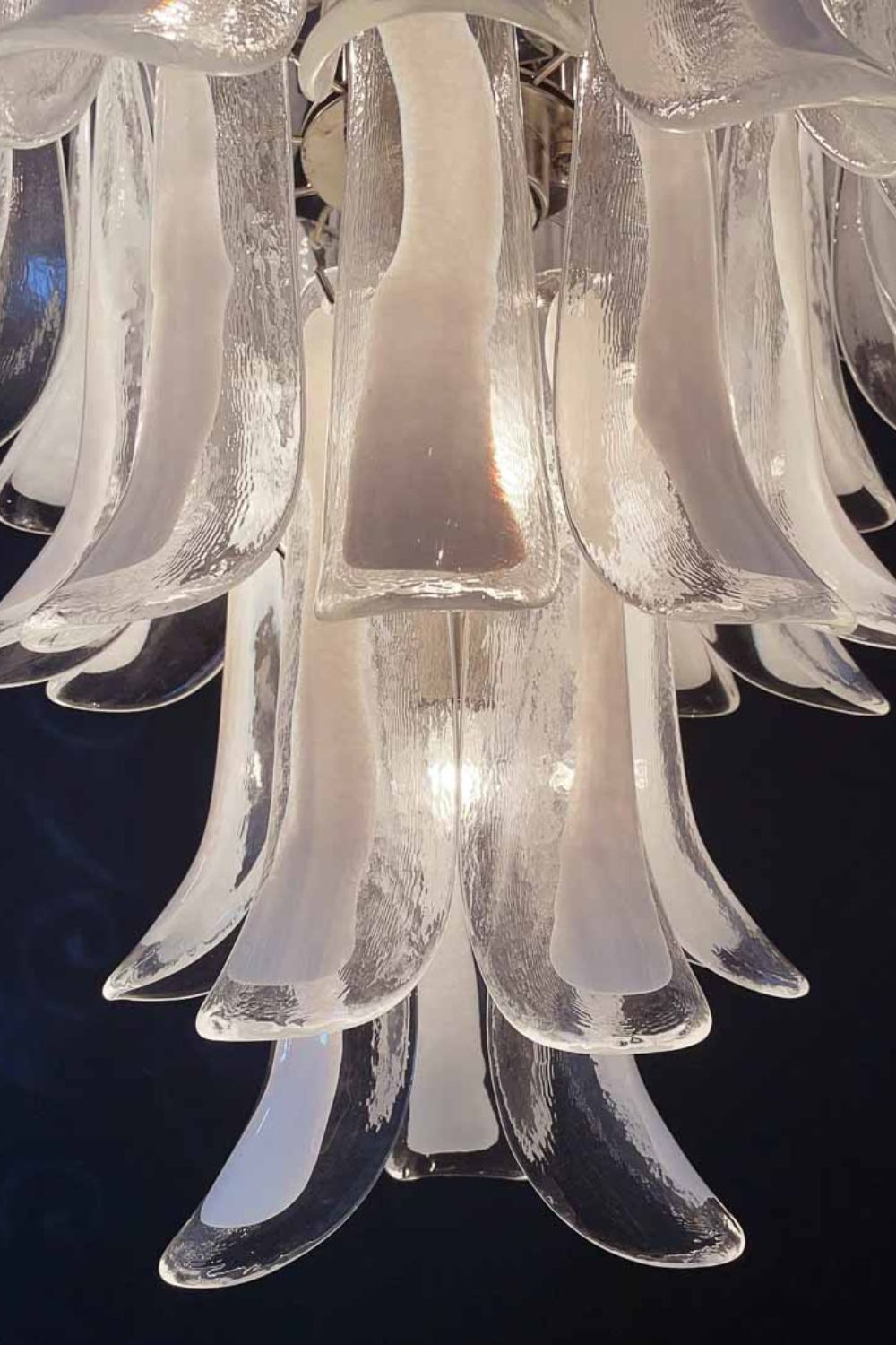 Clear Murano Glass Petal Chandelier