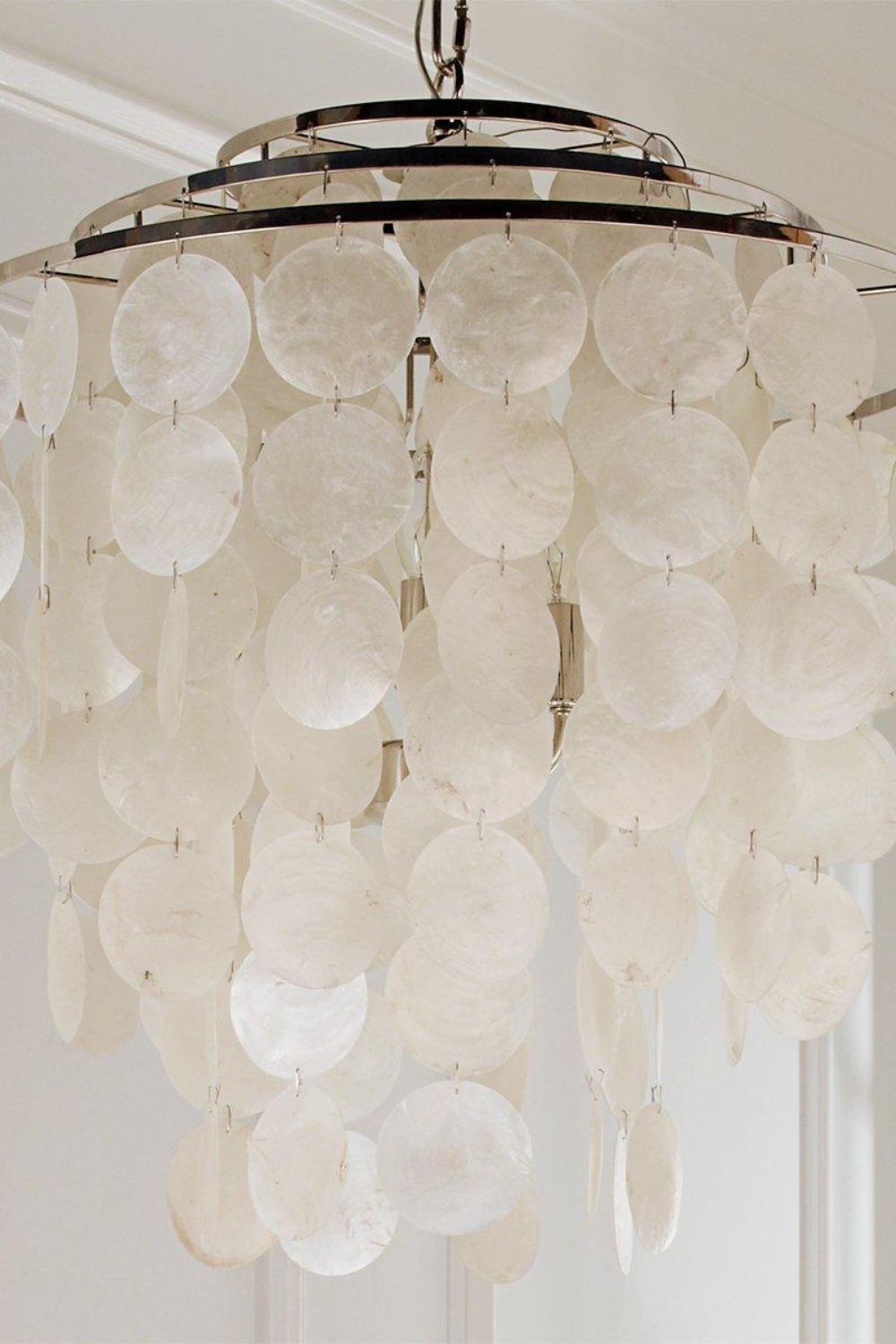 Modern Tiered Capiz Shell Chandelier