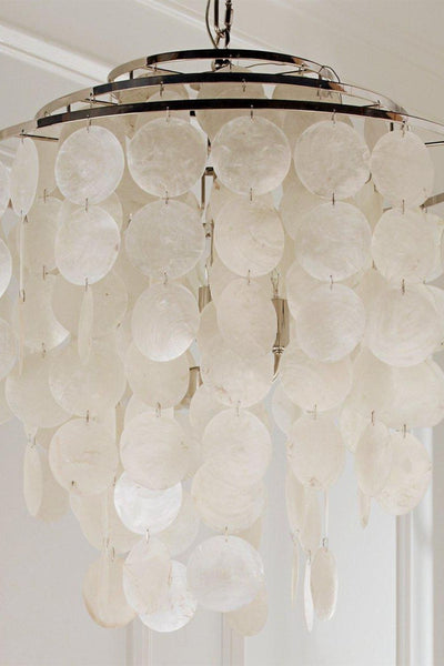 Modern Tiered Capiz Shell Chandelier