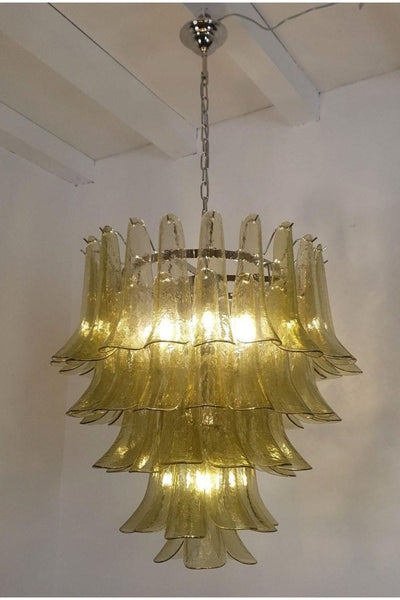 1970s Green Murano Glass Petal Chandelier