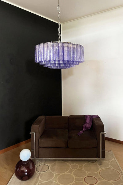 Italian Modernist Purple Murano Glass Tube Chandelier