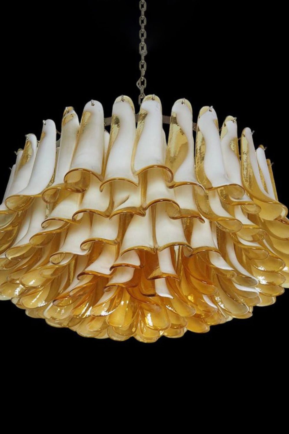 Amber Murano Glass Petal Chandelier