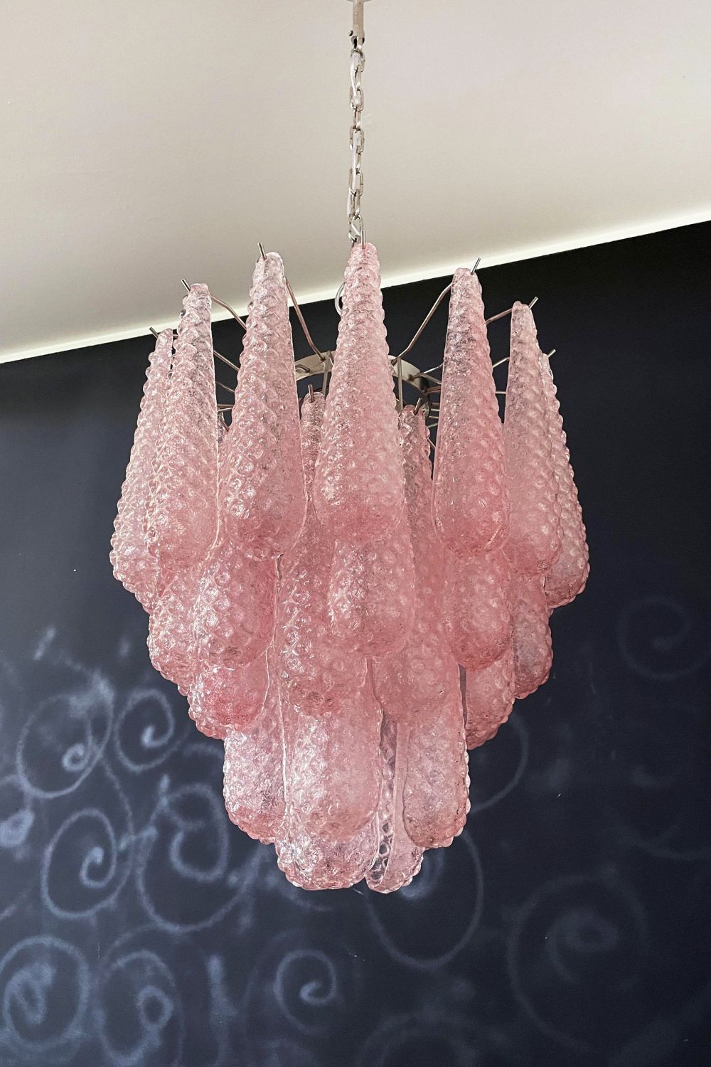 Pink Murano Glass Teardrop Chandelier